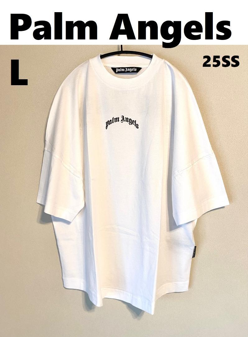 25SS【新品】Palm Angels カーブ ロゴオーバーサイズ Ｔシャツ 白