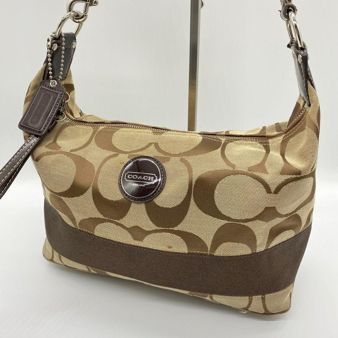 【良品】COACH コーチ シグネチャー ワンショルダーバッグ キャンバス