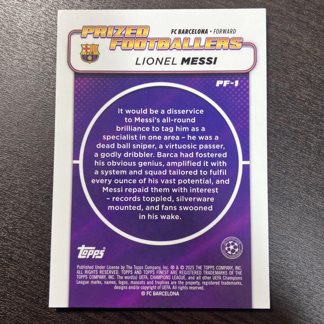 Topps finest リオネル・メッシ プライズド・フットボーラーズ