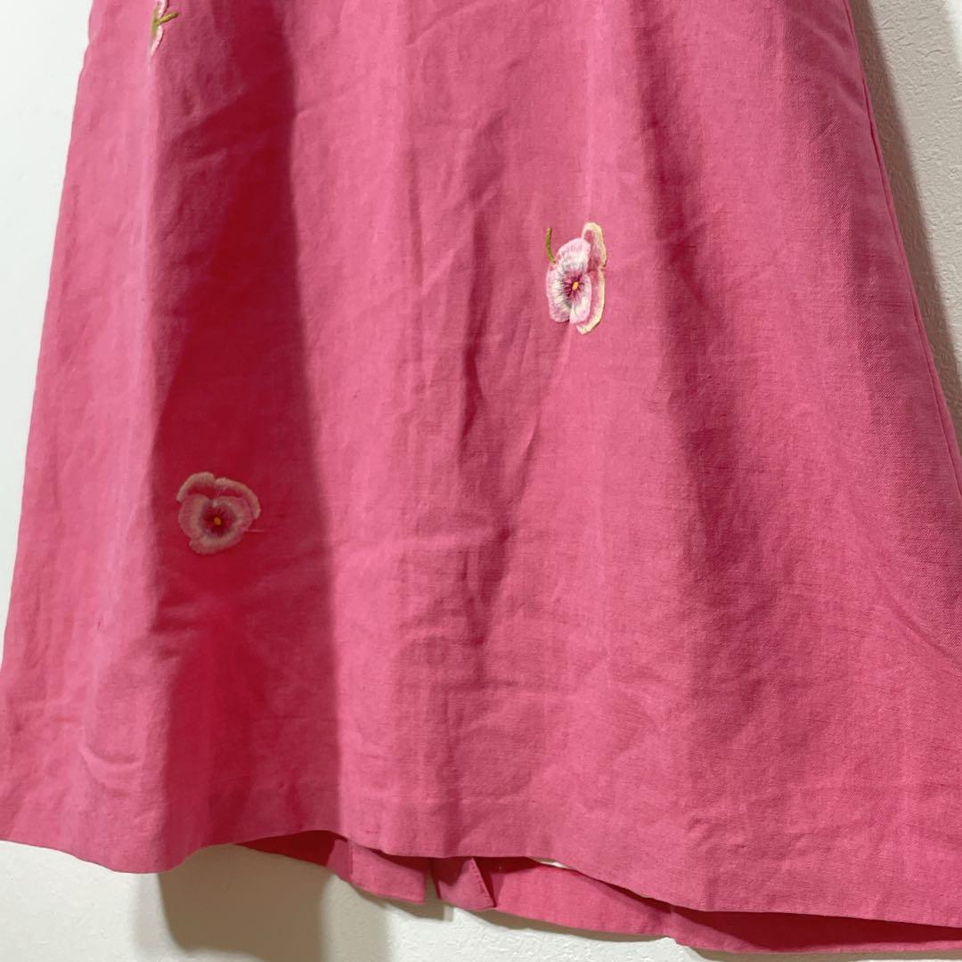 最新な 【美品12】ボンポワン Bonpoint ワンピース 花柄刺繍 かわいい