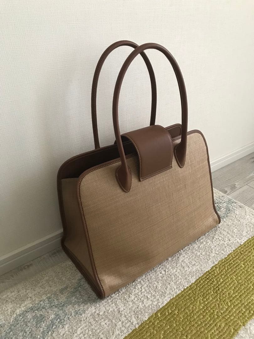 ユナイテッドアローズ　L’Avenirベージュ トートバッグ キャンバス/レザー