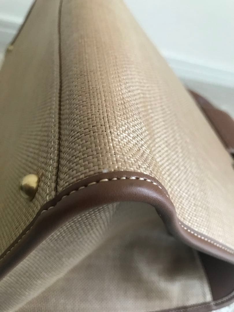 ユナイテッドアローズ　L’Avenirベージュ トートバッグ キャンバス/レザー