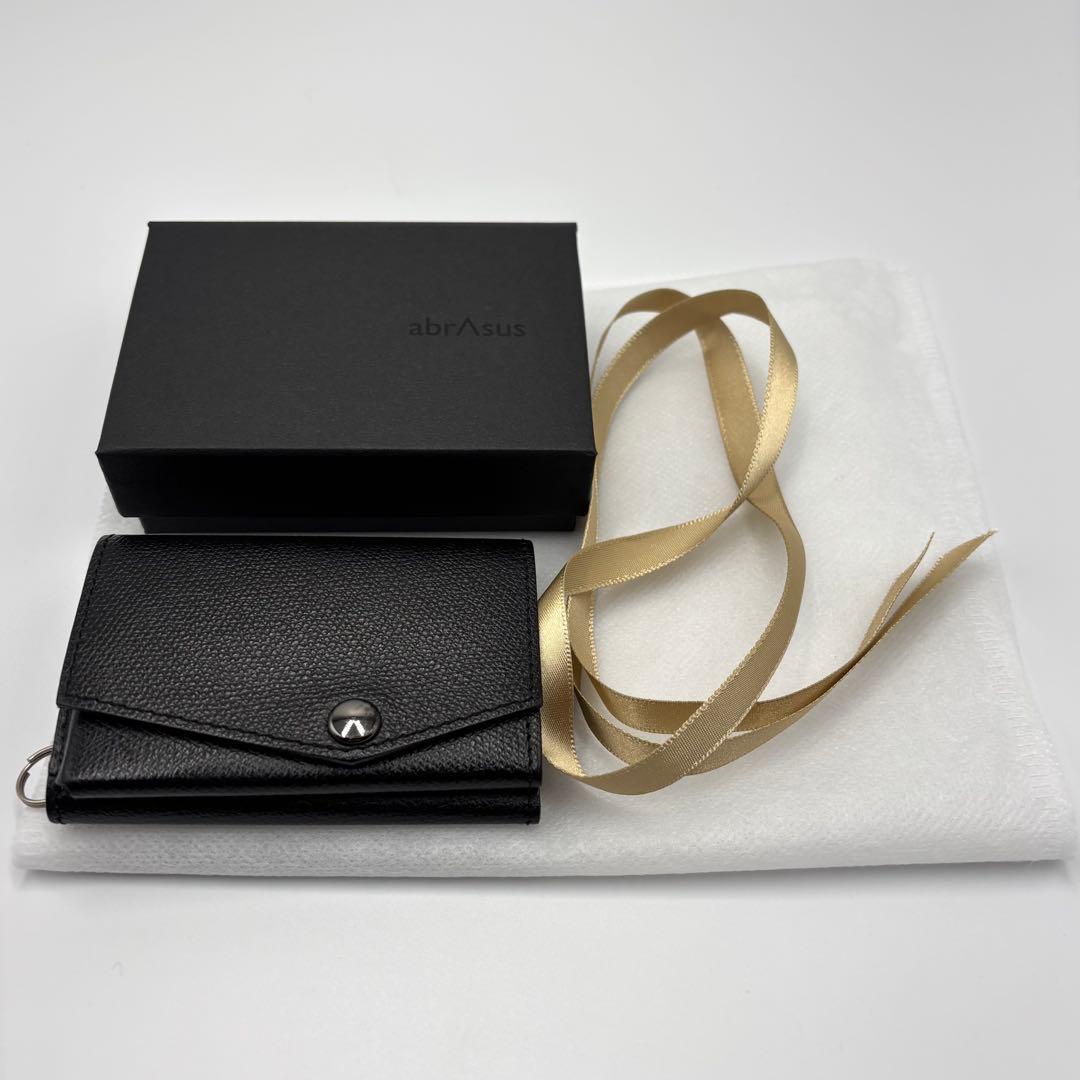 abrAsus AirTagも入る小さい財布 三つ折り ブラック