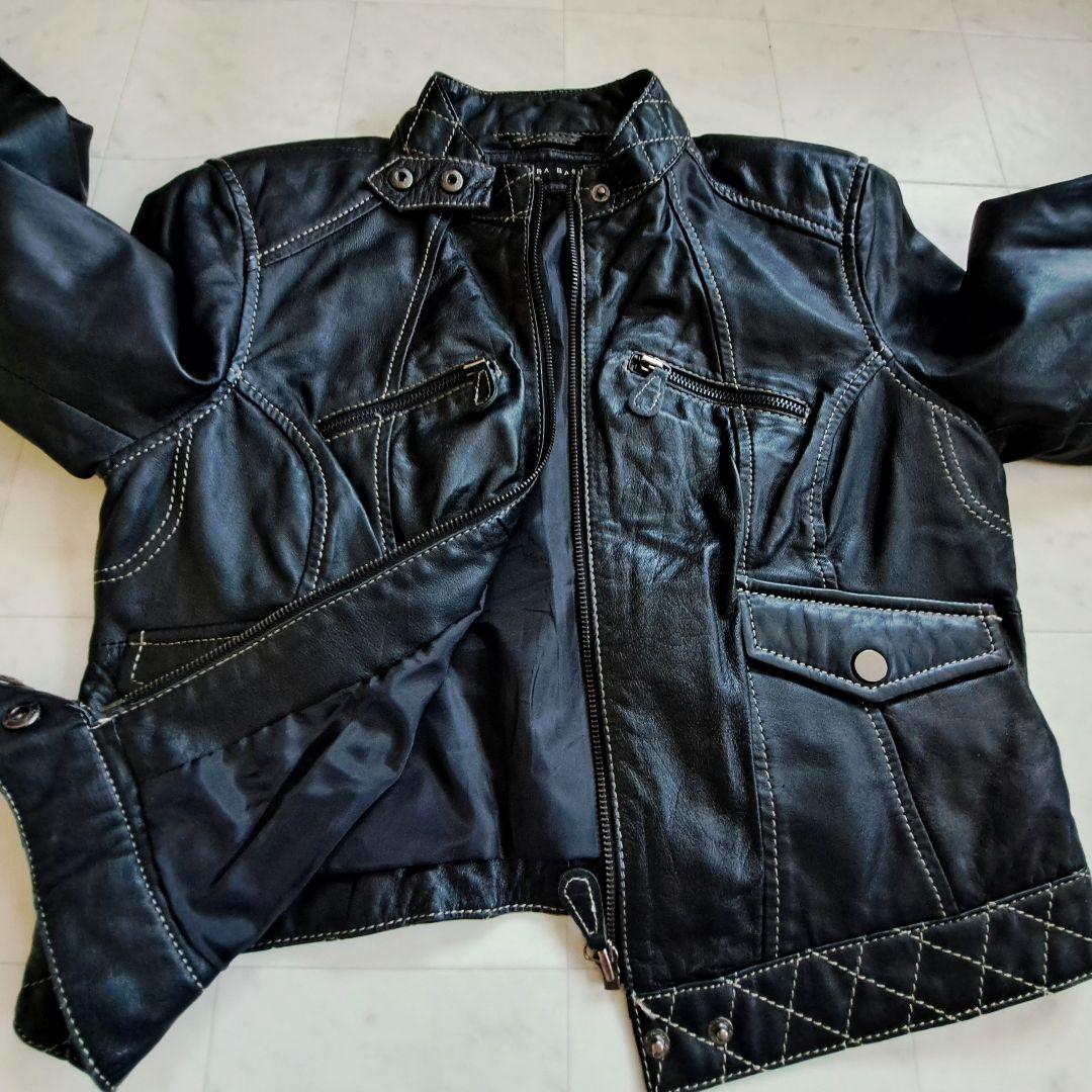 【本革】ZARA ザラ レザー ライダース ジャケット 黒 Ｌサイズ