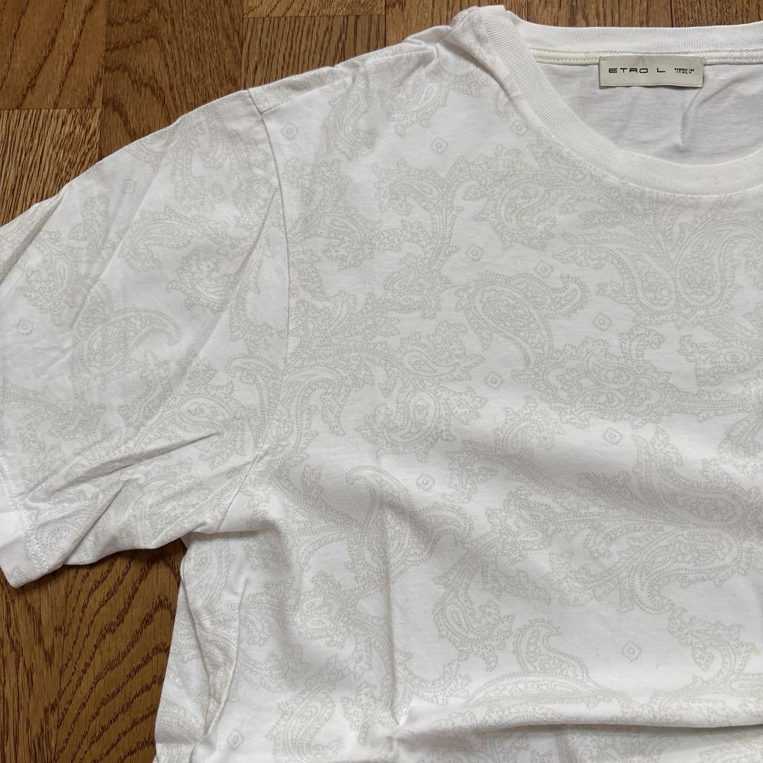 ETROペイズリー柄カットソー Tシャツ L 白 美品 Etro （エトロ）ペイズリー柄 半袖Tシャツ Lサイズ - メルカリ