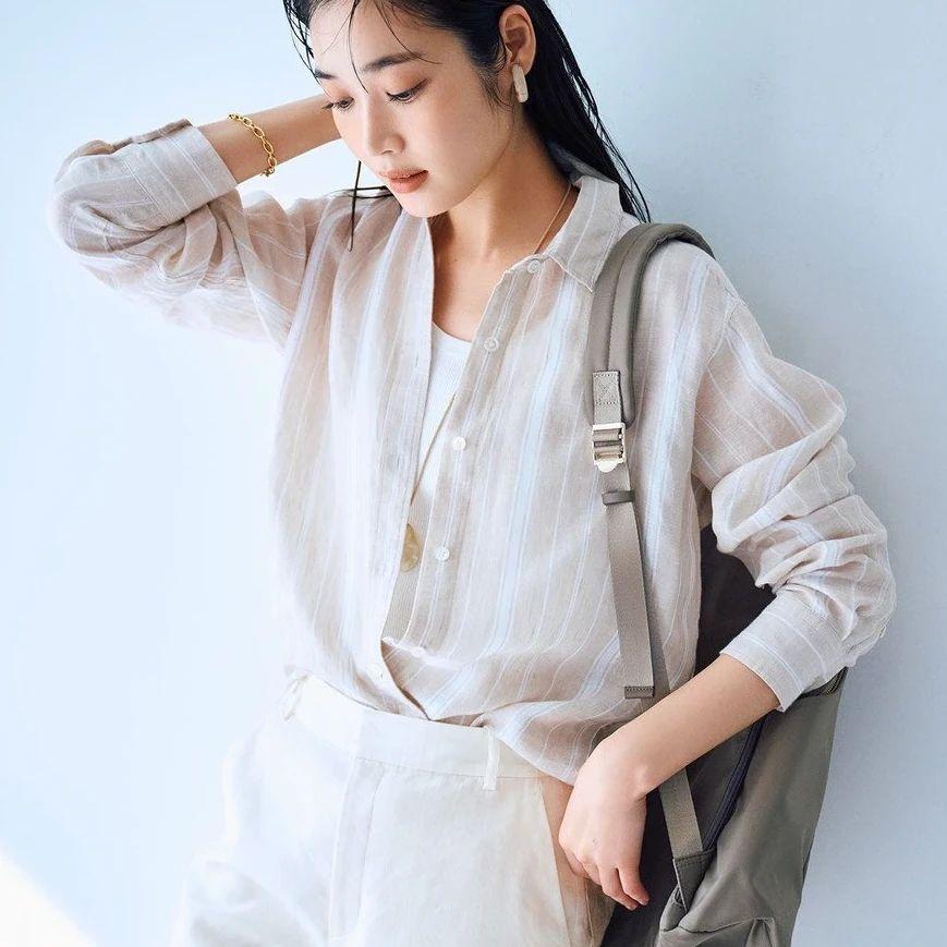 美品!! 23区S☆ LIBECO リベコ リネン ベーシック シャツ ブラウス