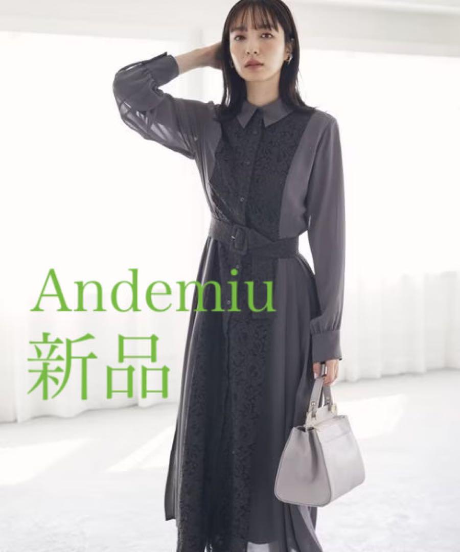 Andemiu【復刻】10thサイドプリーツワンピース チャコールレース