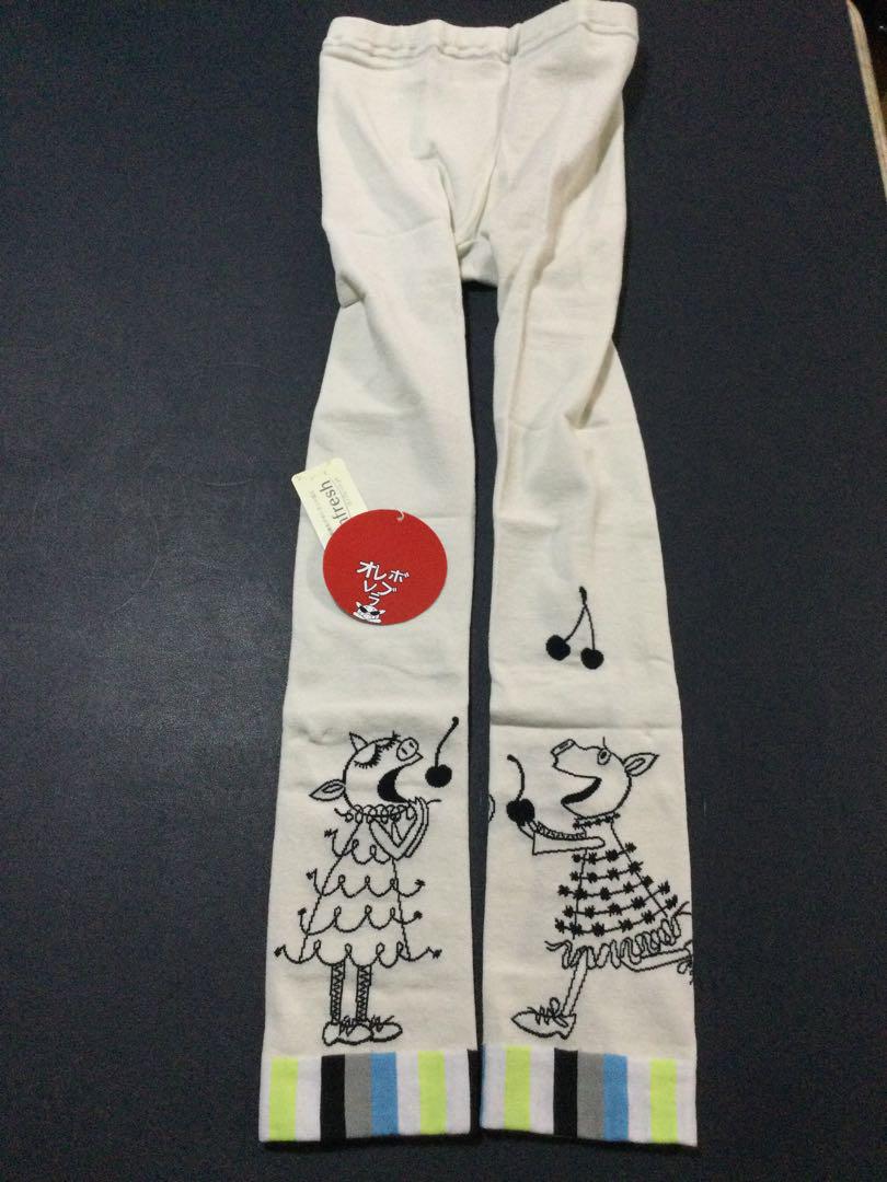 アルベロベロ　Lanifresh キャラクター刺繍タイツ ホワイト