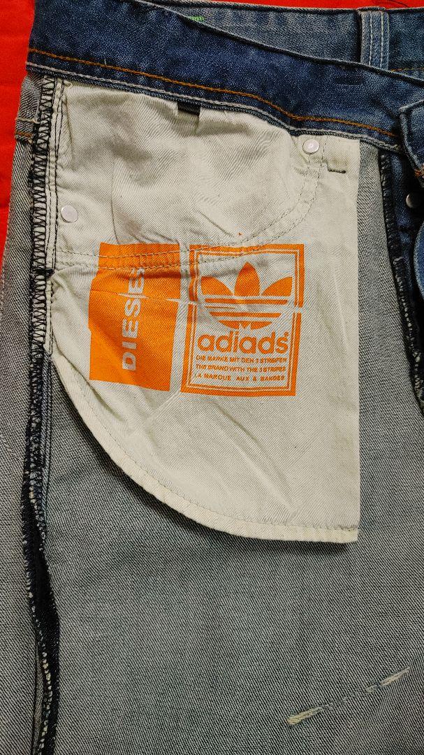 極美品‼️W34 DIESEL × adidas ダメージストレートデニム