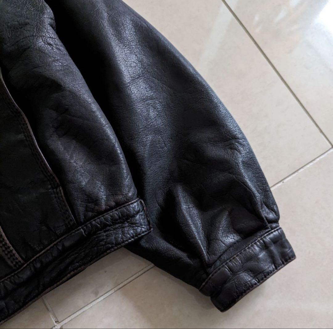 70s vintage Echtes Leder レザートラッカージャケット本革