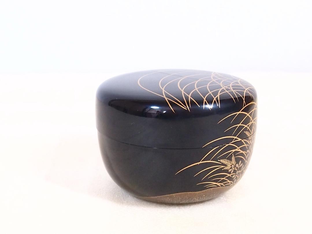 【美品】輪島塗 高崎秋峰作 武蔵野蒔絵 平棗 茶入/薄茶器 茶道具/お点前道具