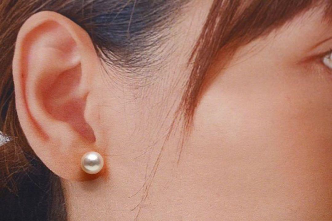 アコヤ真珠パールピアス　8.0-8.5mm　ホワイトピンクカラー　K14WG製