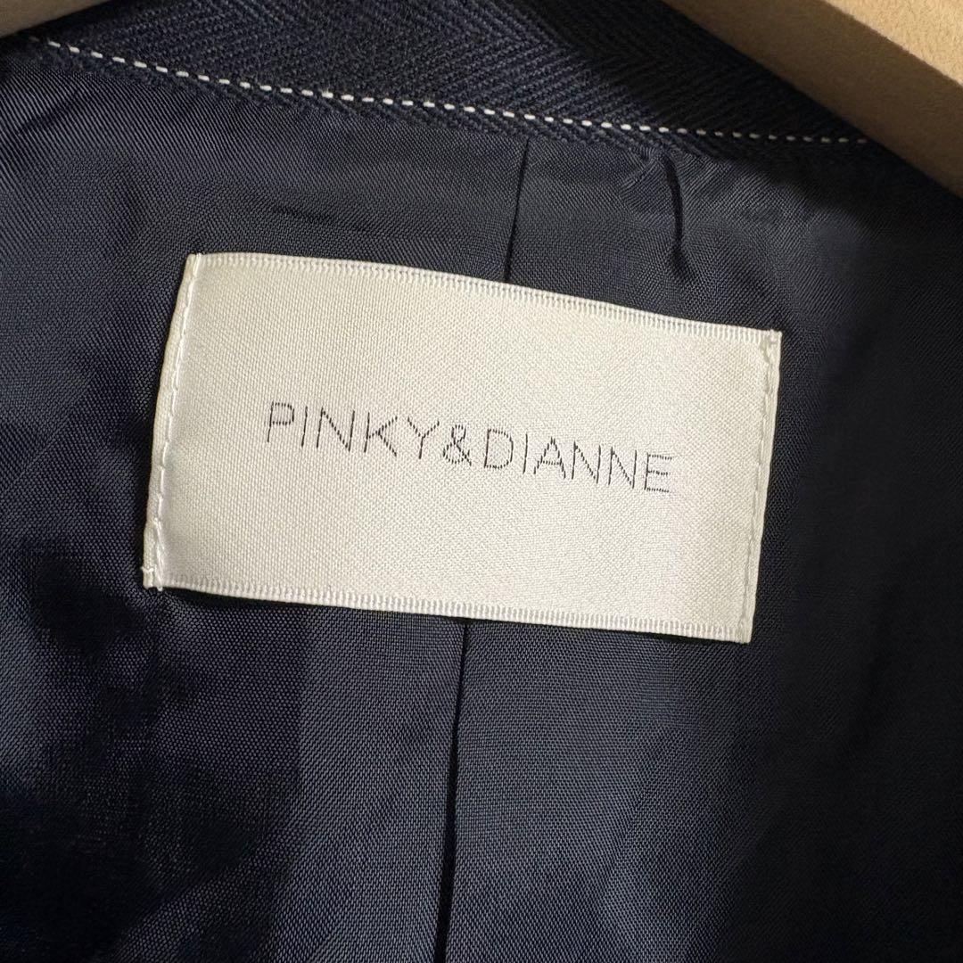 PINKY&DIANNE✨綿麻ストライプテーラードジャケット ネイビー 38
