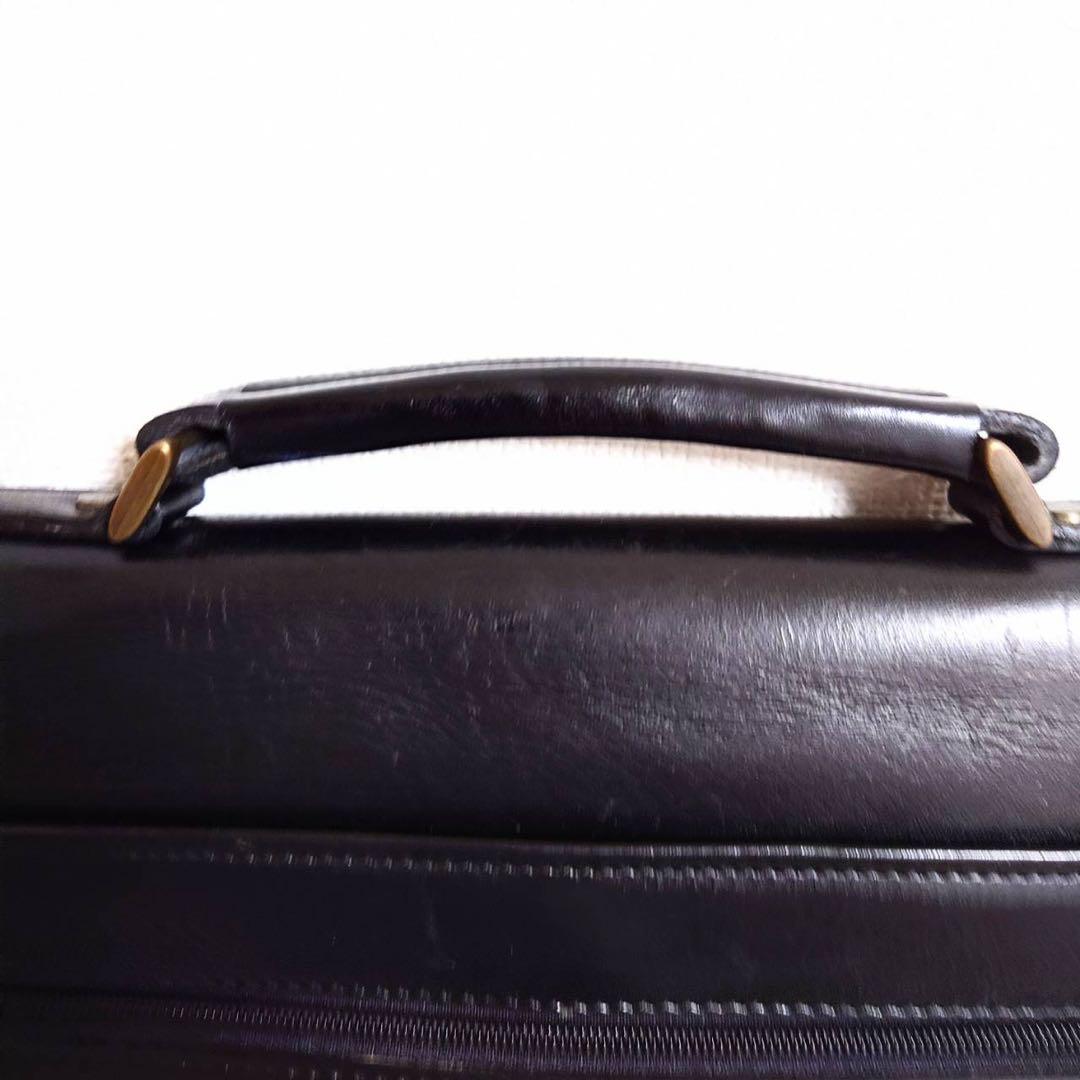PORTER ビジネスバッグ ブリーフケース ロゴ シルバー金具 レザー 黒