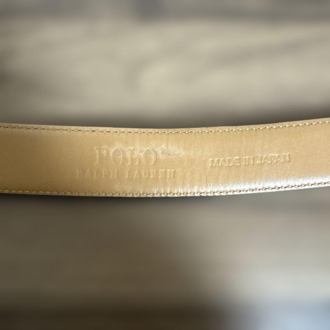ラルフローレン ナイト型押し シルバーバックル レザーベルト ブラウン