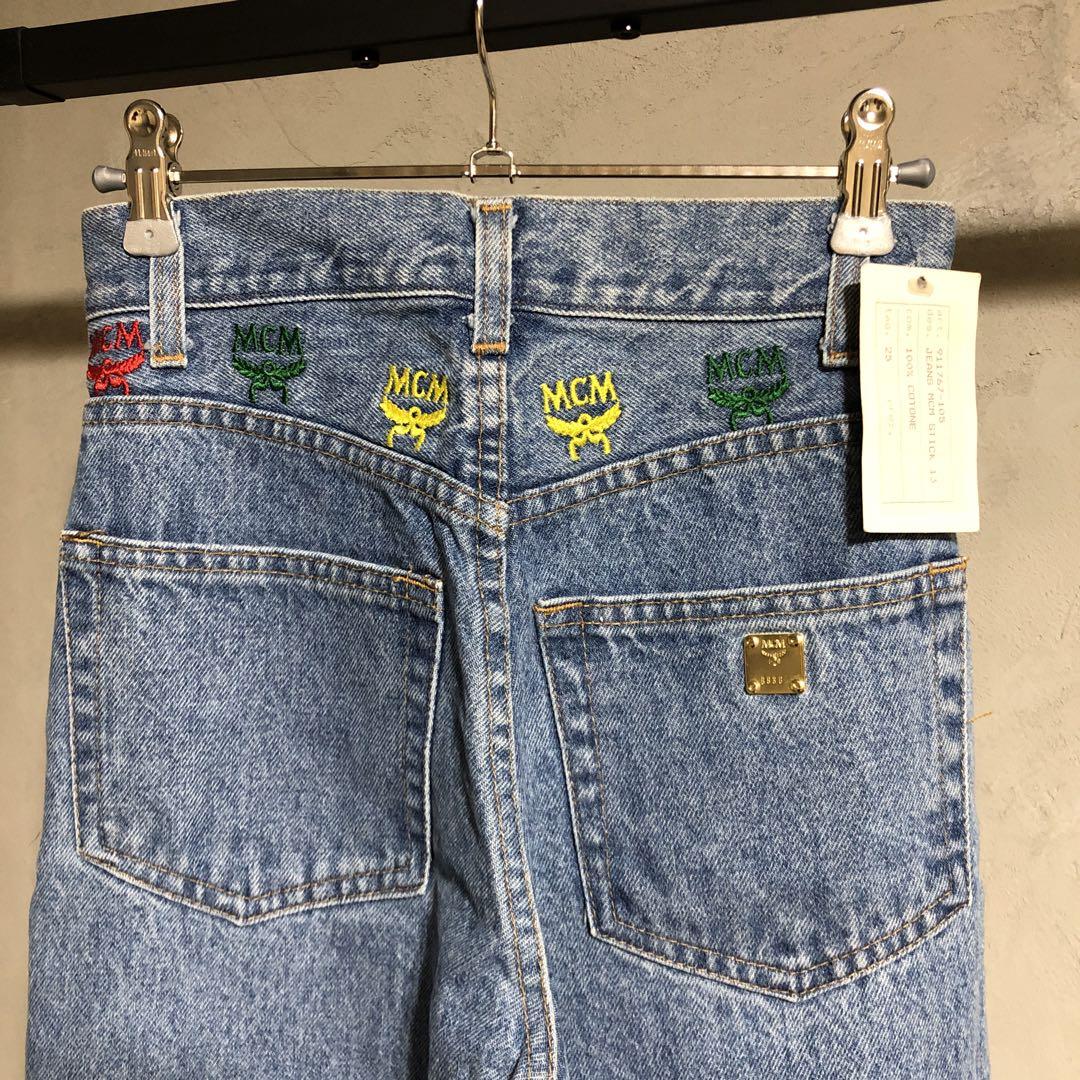 新品未使用タグ付 MCM デニム 刺繍ロゴ ブルー 25
