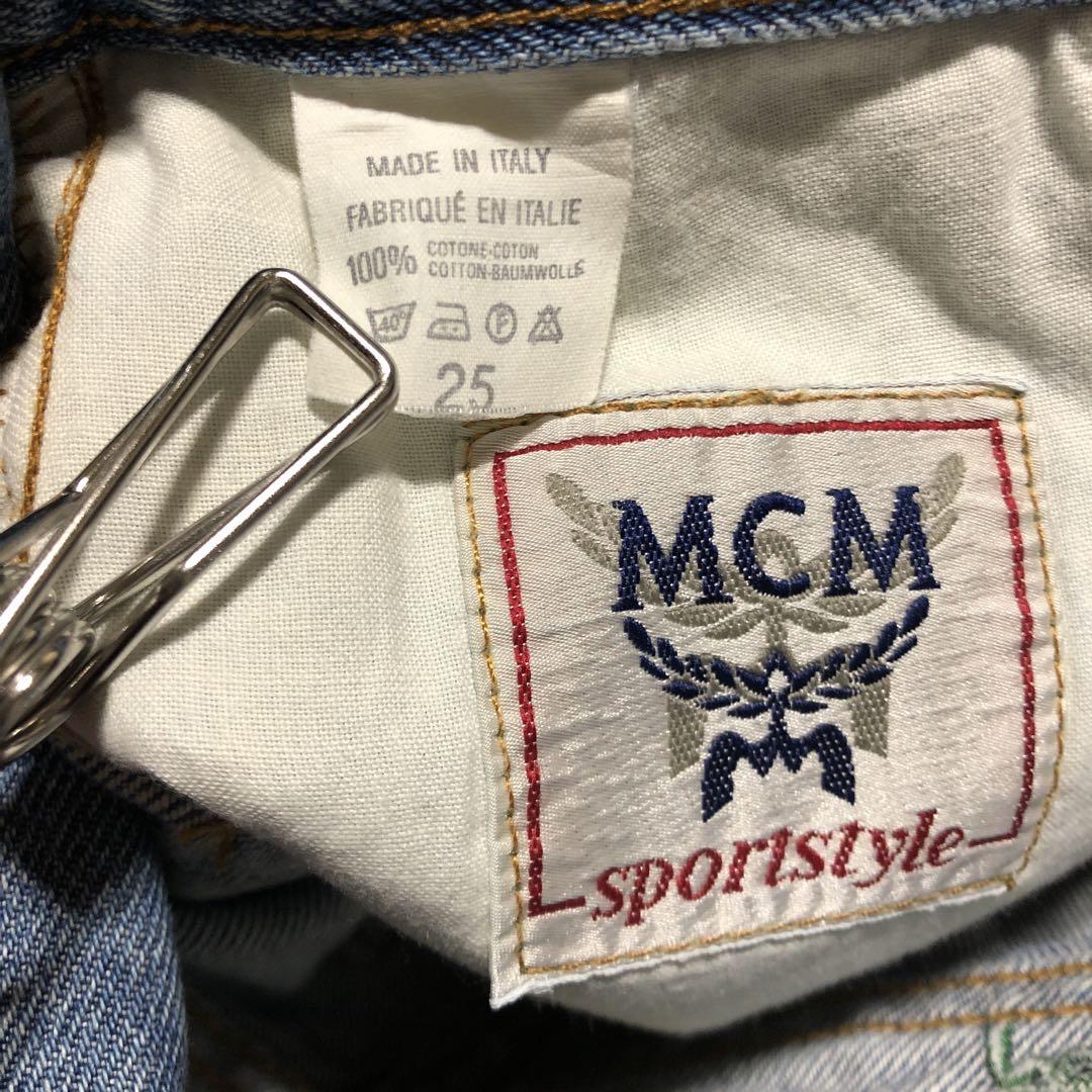 新品未使用タグ付 MCM デニム 刺繍ロゴ ブルー 25 レディース