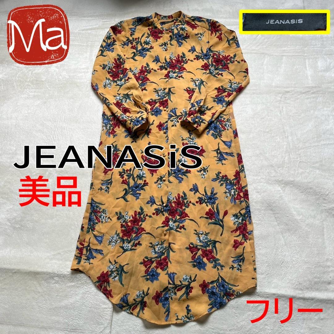 JEANASIS ジーナシス 花柄 シャツワンピース フリーサイズ エレガント
