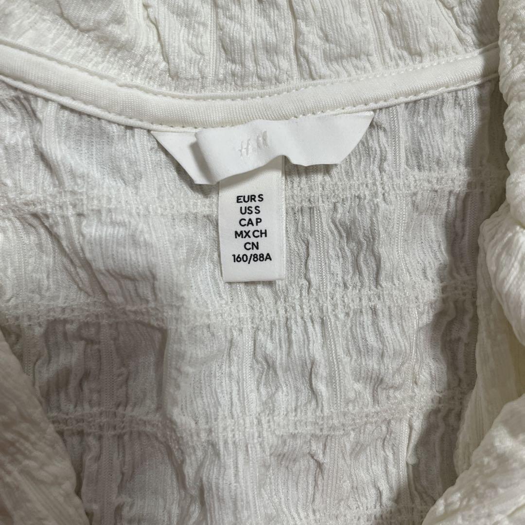 H&M フリル付きアイボリーカーディガン S フェアリーグランジ