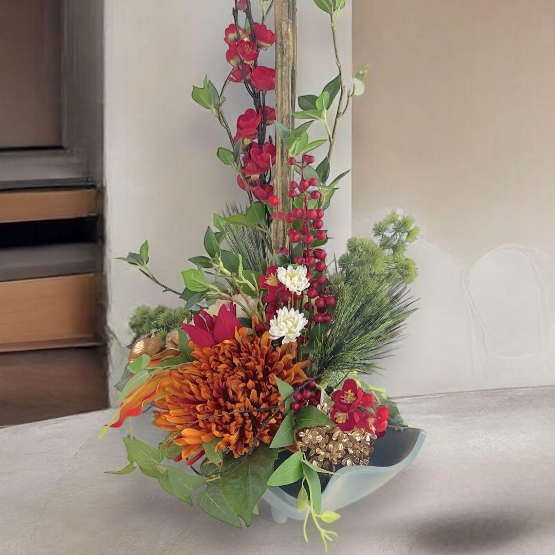 正月アレンジメント 新年飾り 和飾り 門松 光触媒フラワー 造花