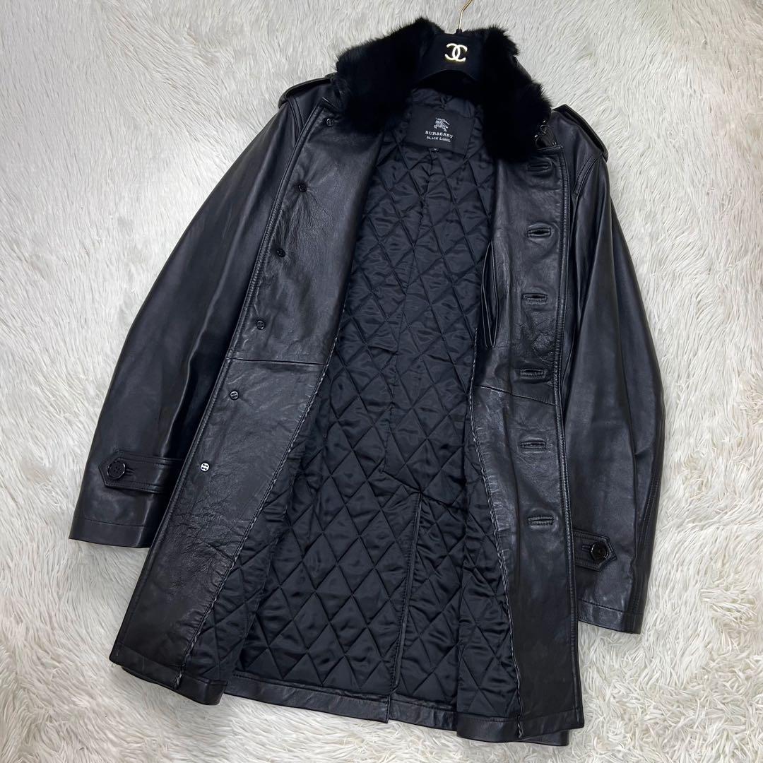 BURBERRY バーバリー ラムレザー ラビットファー ジャケット ライダース
