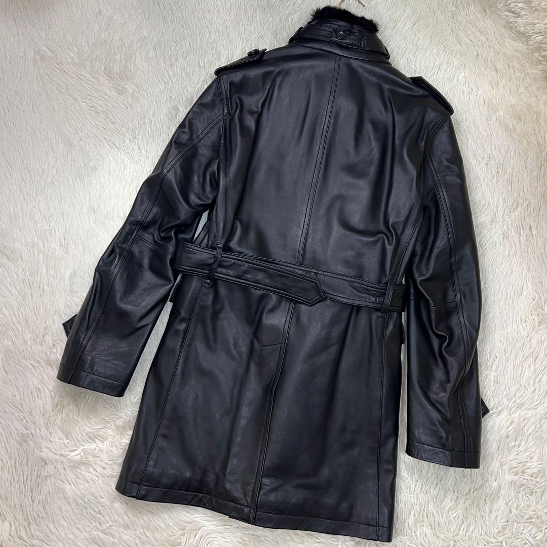 BURBERRY バーバリー ラムレザー ラビットファー ジャケット ライダース