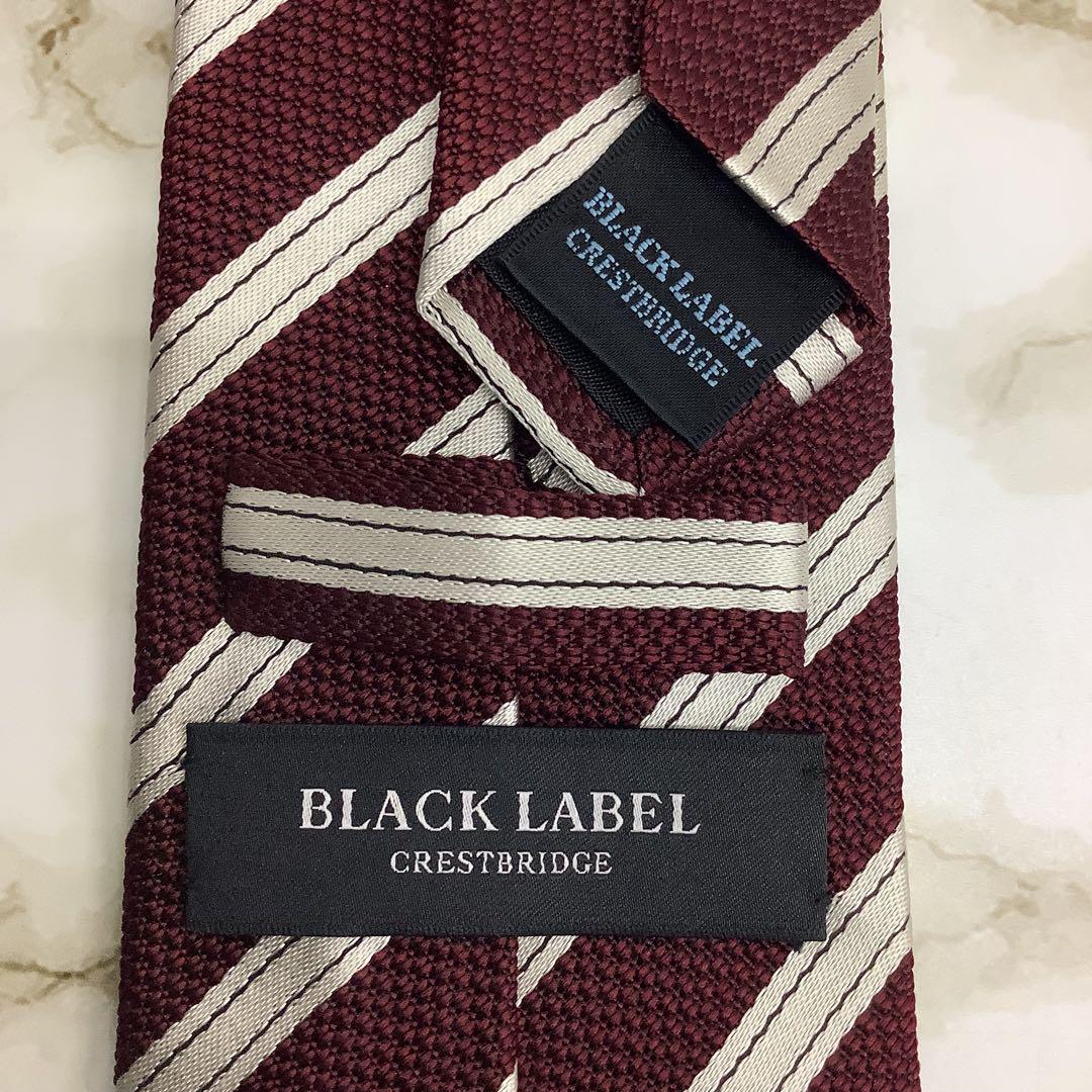美品 Burberry バーバリー クレストブリッジ ネクタイ ストライプ赤系