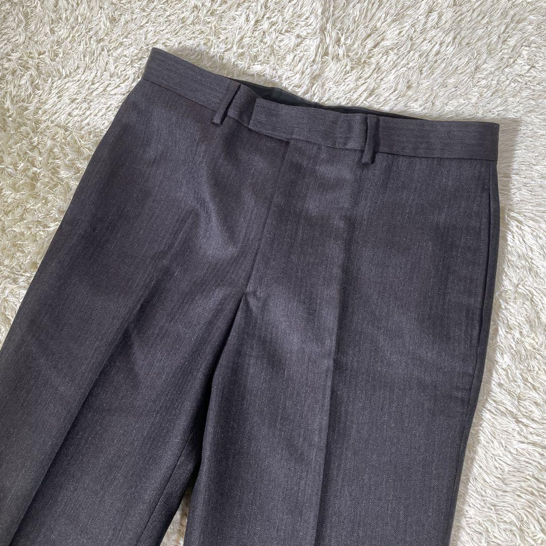 極美品✨エルメス ヘリンボーン モヘア アルパカ混ウール スラックス 42