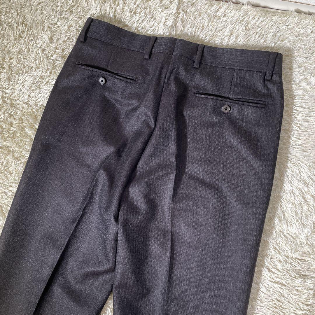 極美品✨エルメス ヘリンボーン モヘア アルパカ混ウール スラックス 42