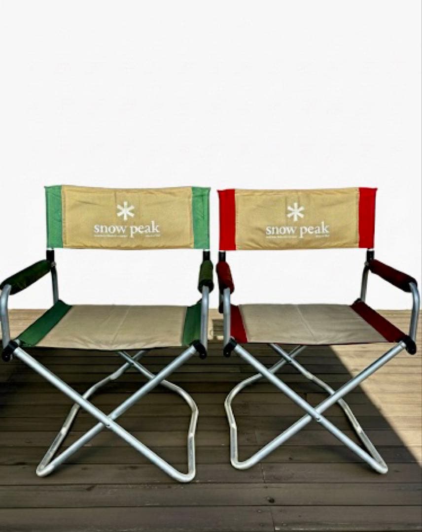 【廃盤・希少】スノーピーク パッドインチェア 2脚セット（グリーン＆レッド）！