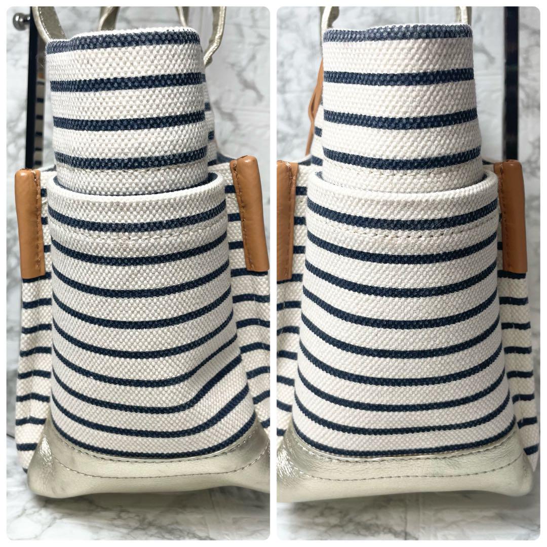 ★ トリーバーチ Tory Burch ストライプ キャンバス　バッグ　チャーム