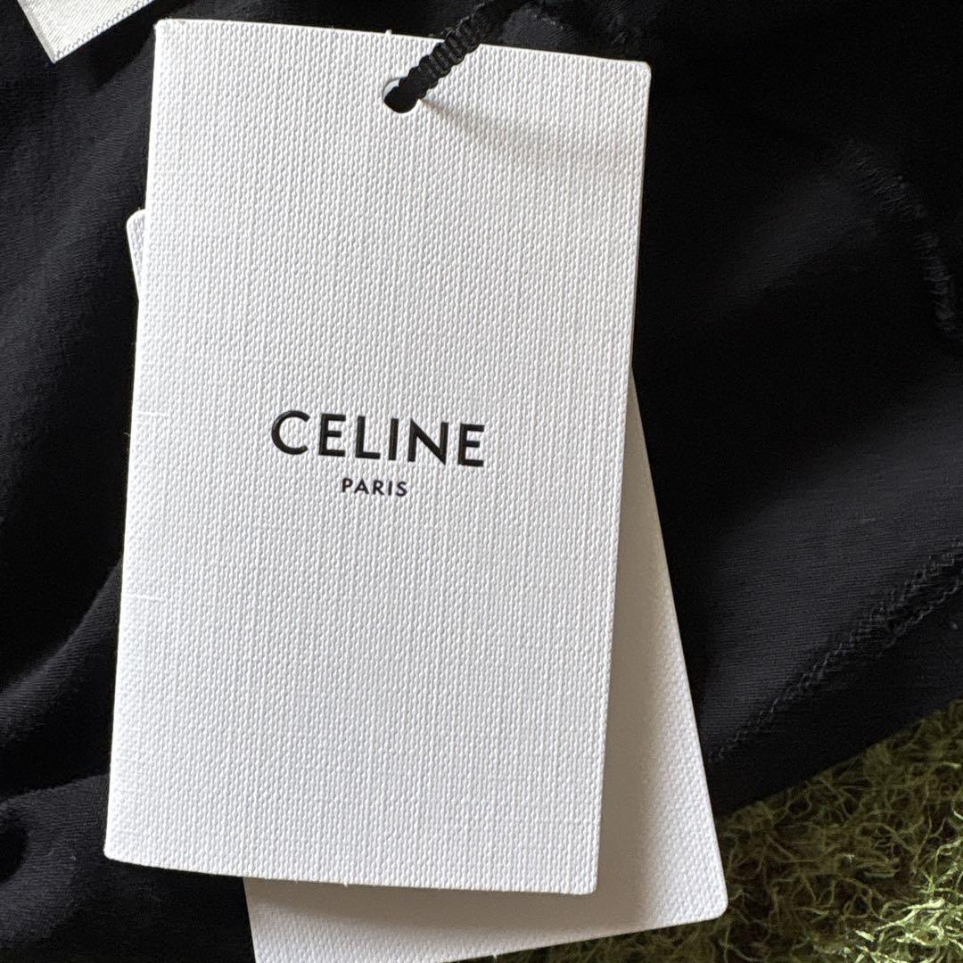 新品　未使用CELINE チェック柄ロゴ Tシャツ ブラック