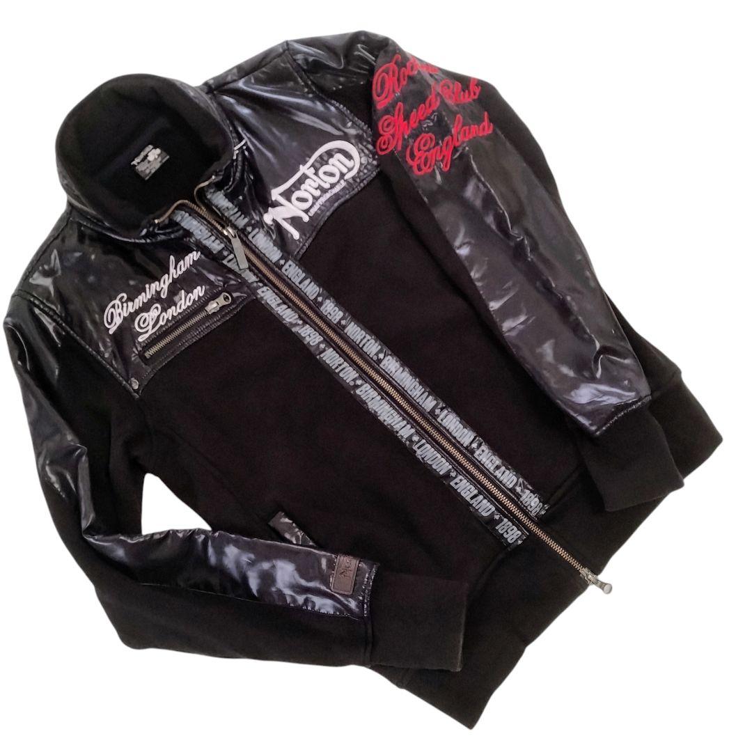美品✨ノートン ライダースジャケット スウェット パーカー バックエンブレム