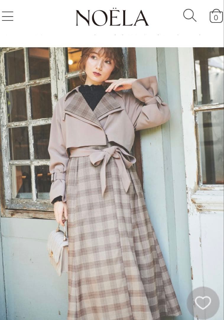 【美品】ノエラ　ブラウン チェック柄 トレンチコート