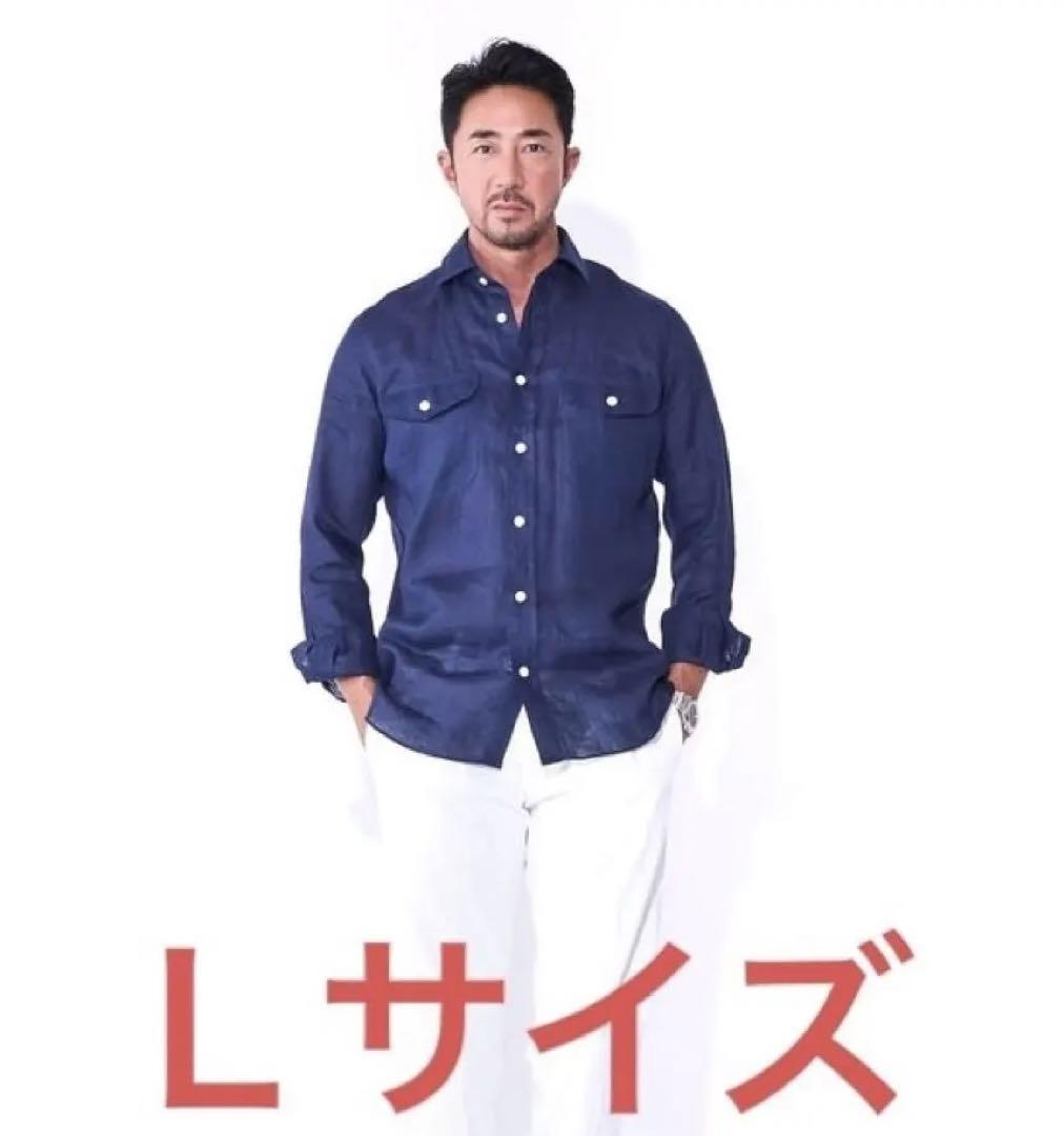 美品☆干場 アルコディオ ARCODIO フレンチリネン サファリシャツLΩ