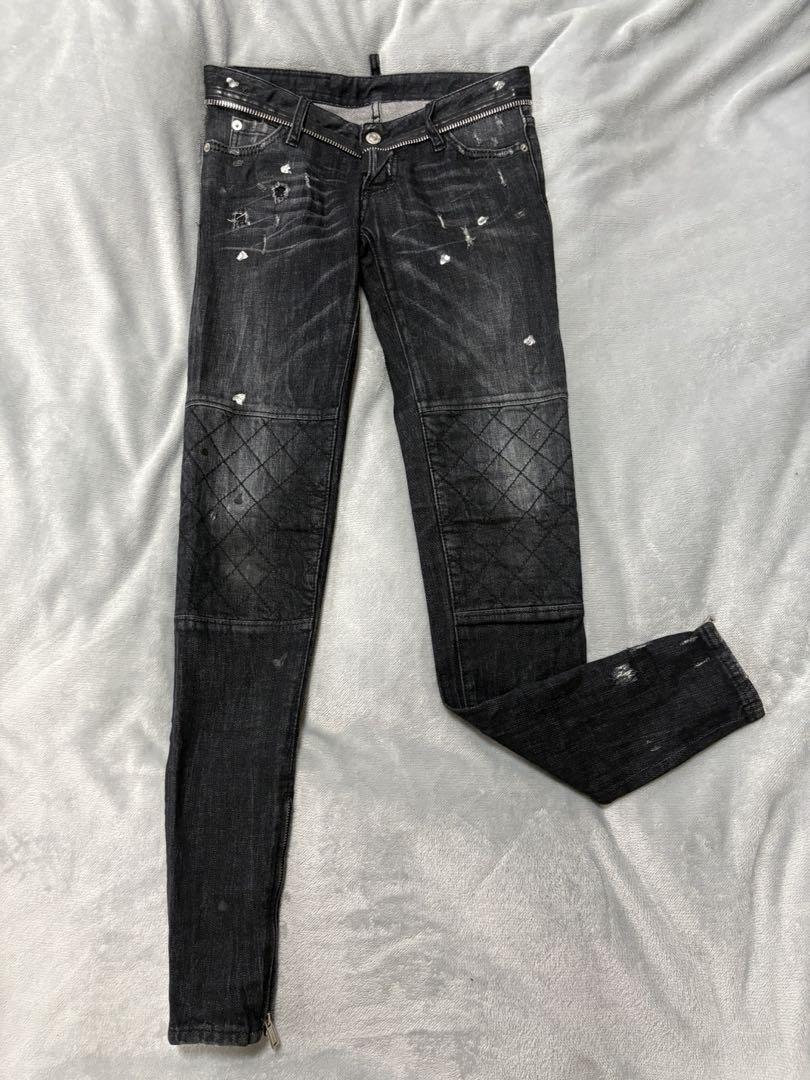 DSQUARED2/スキニーデニム/34 ダメージ ジップ