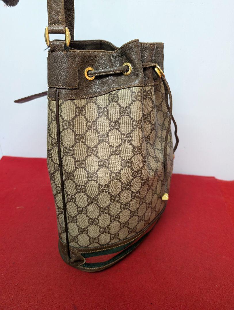 美品 極希少！gucci シェリーライン 巾着型ショルダーバッグ オールドグッチ 美品 極希少！gucci シェリーライン 巾着型ショルダーバッグ