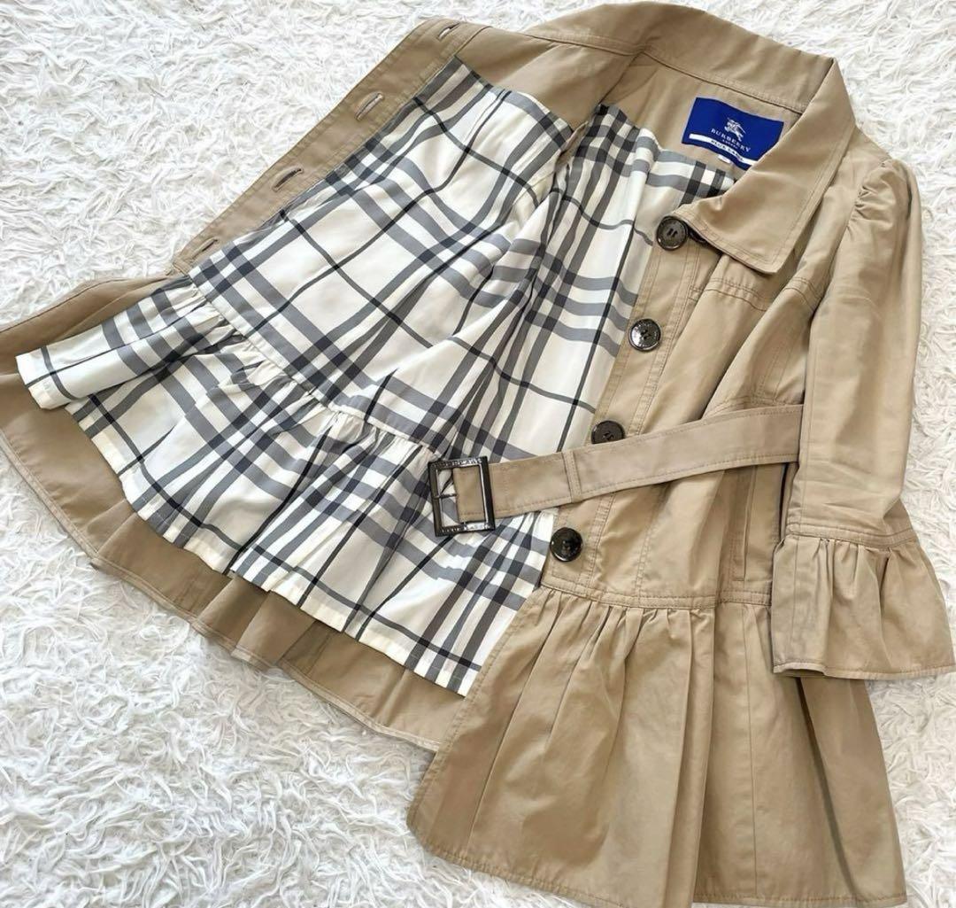 【美品】バーバリーブルーレーベル　トレンチコート　ノバチェック  ベージュ　M