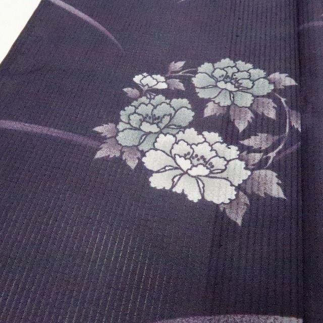 m1118＊美品 洗える夏着物 縦絽 菊 牡丹 桜 芝草 小紋