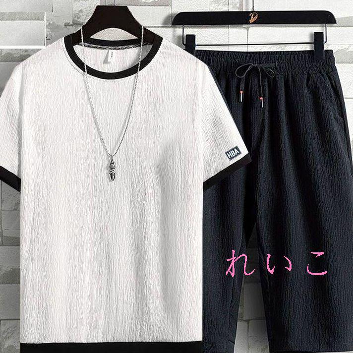 メンズ セットアップ Ｔシャツ+ハーフパンツ ゆったり1a9