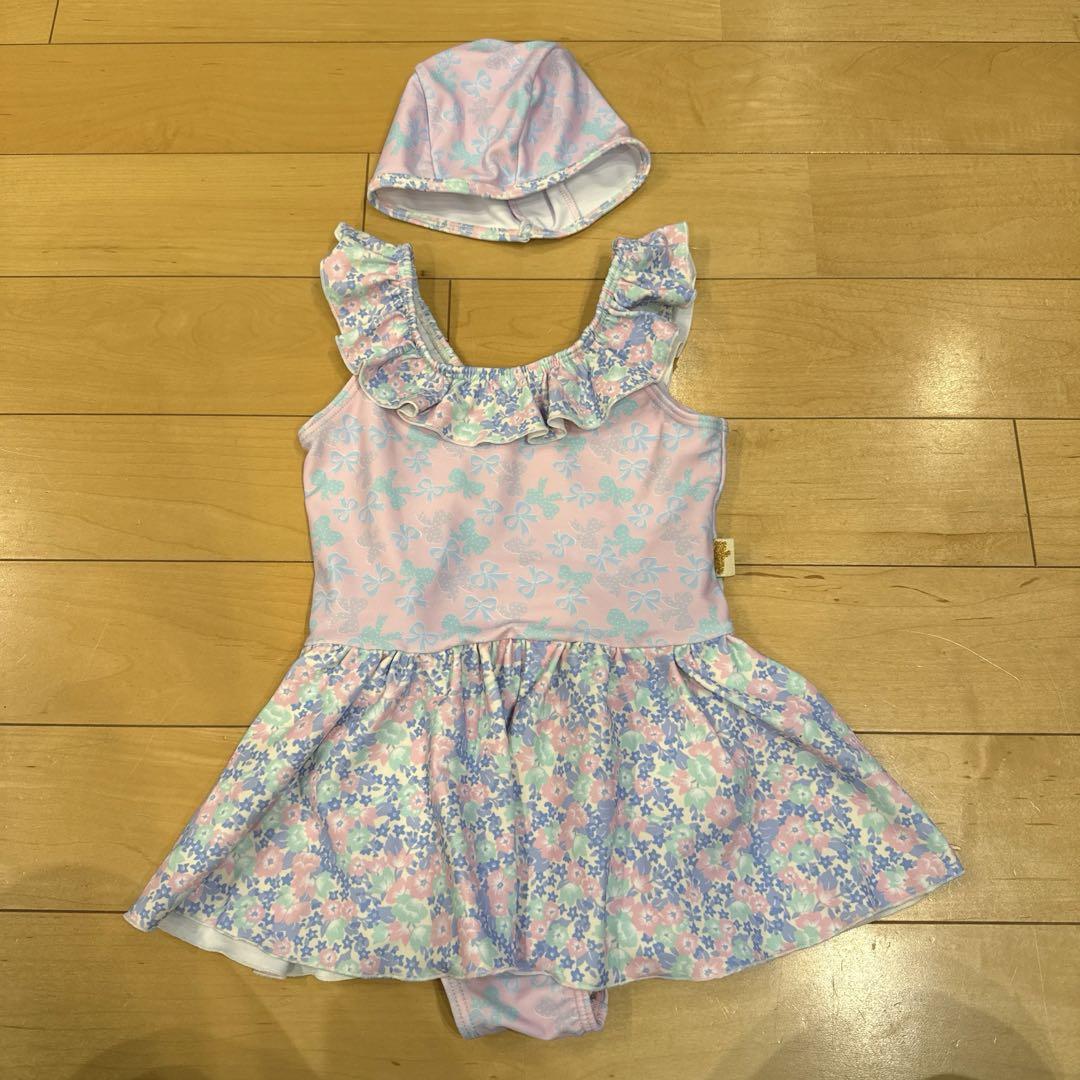 fafa フェフェ　水着&帽子セット　スイムウェア　L(120-130)