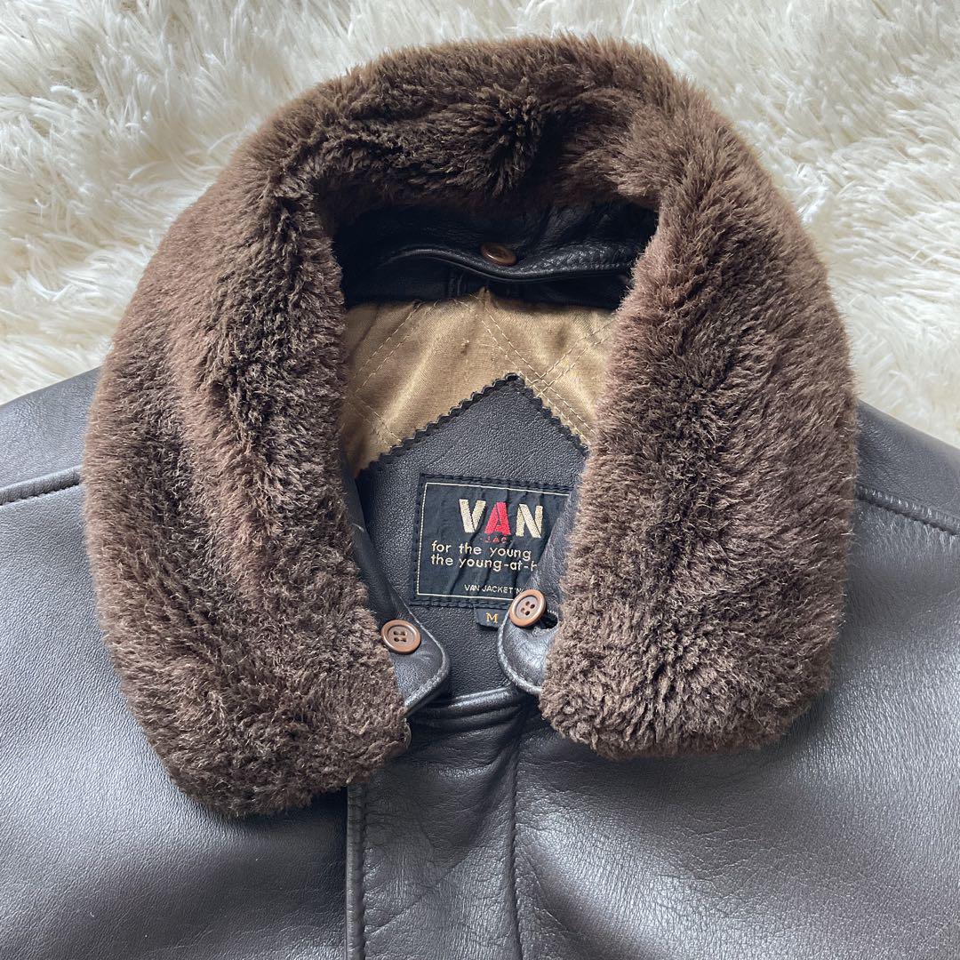 美品✨ VAN JACKET レザージャケット　G=1 フライト　ボア 茶系　M