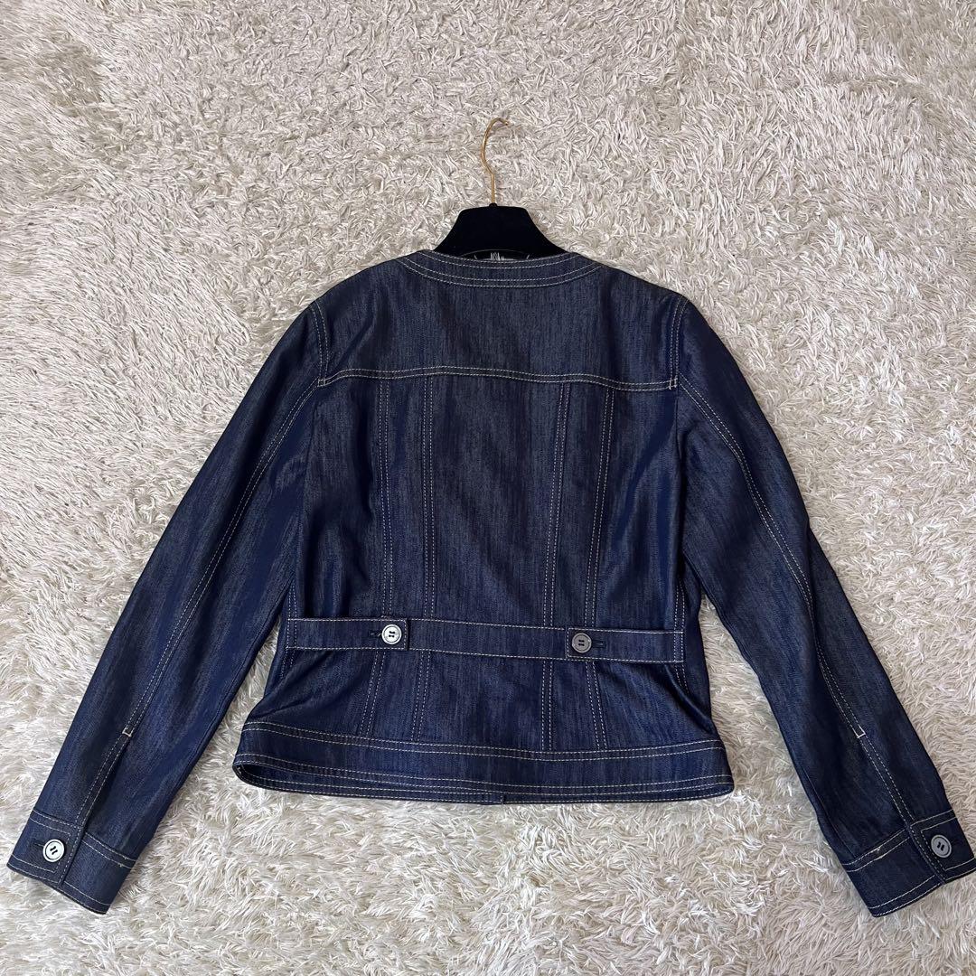 極美品✨ アナイ デニムライクノーカラージャケット 38 M 羽織り ☆極美品☆ANAYI アナイ デニムライク ノーカラージャケット 38M