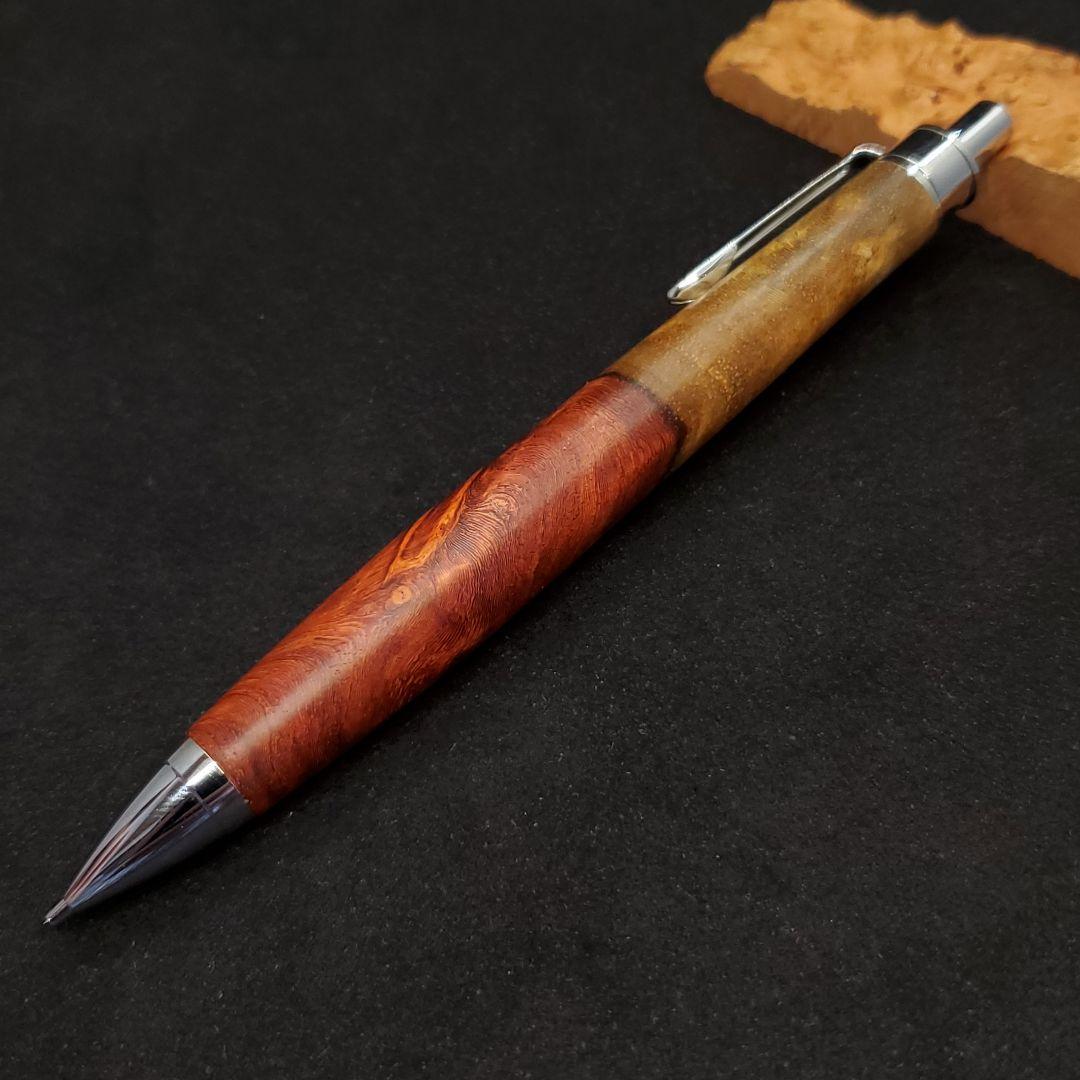 シャーペン0.5mm 花梨瘤　ハンドメイド　加藤金属 早い者勝ち】花梨瘤 シャープペンシル0.5 加藤金属 ハンドメイド