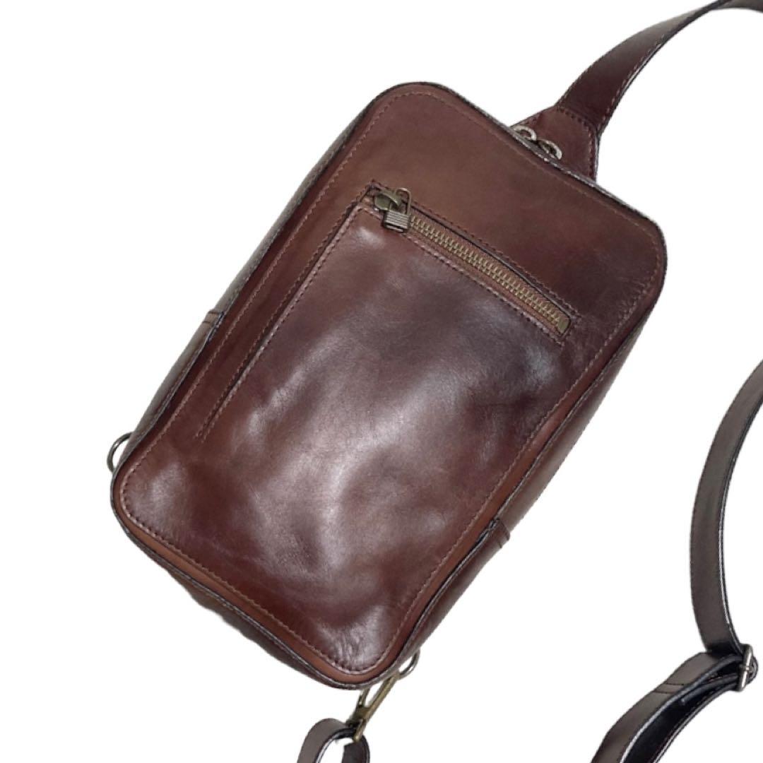 美品 現行 マザーハウス アンティーククロスバッグ ボディバッグ