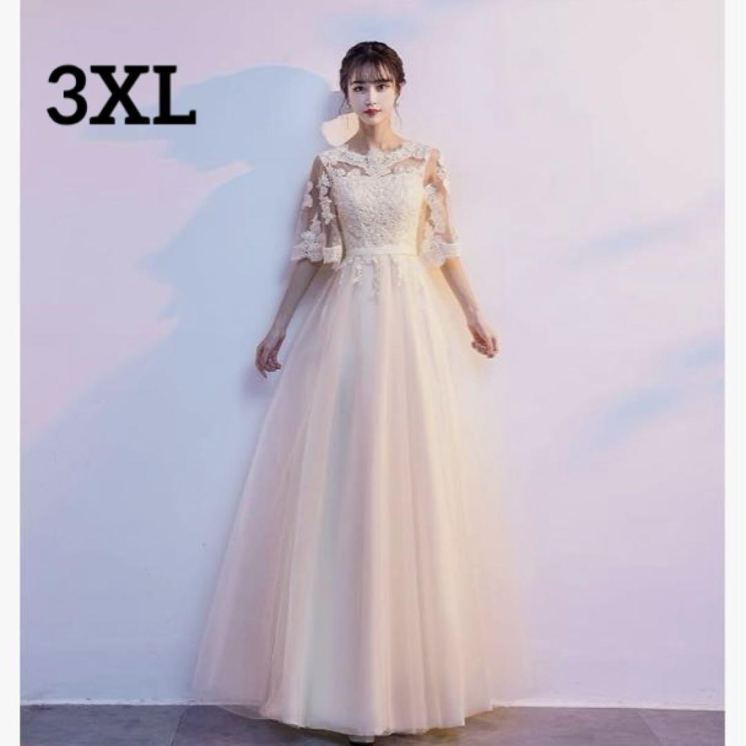 新品同様　3XL　DEEPEYES パーティードレス ロング丈 レース　カクテルスーツ・フォーマル・ドレス