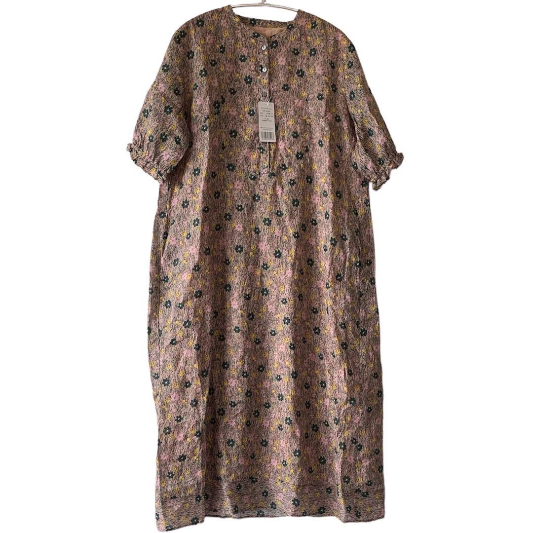 新品 ミルクフェド フローラルロングドレス リネンワンピース 花柄 フリーサイズ