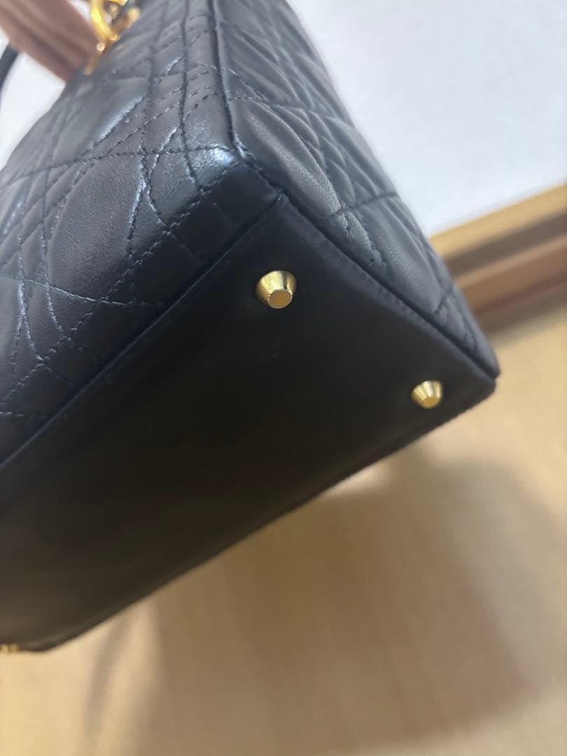 レディディオール Dior カナージュ ラムスキン ブラック ミディアム バック