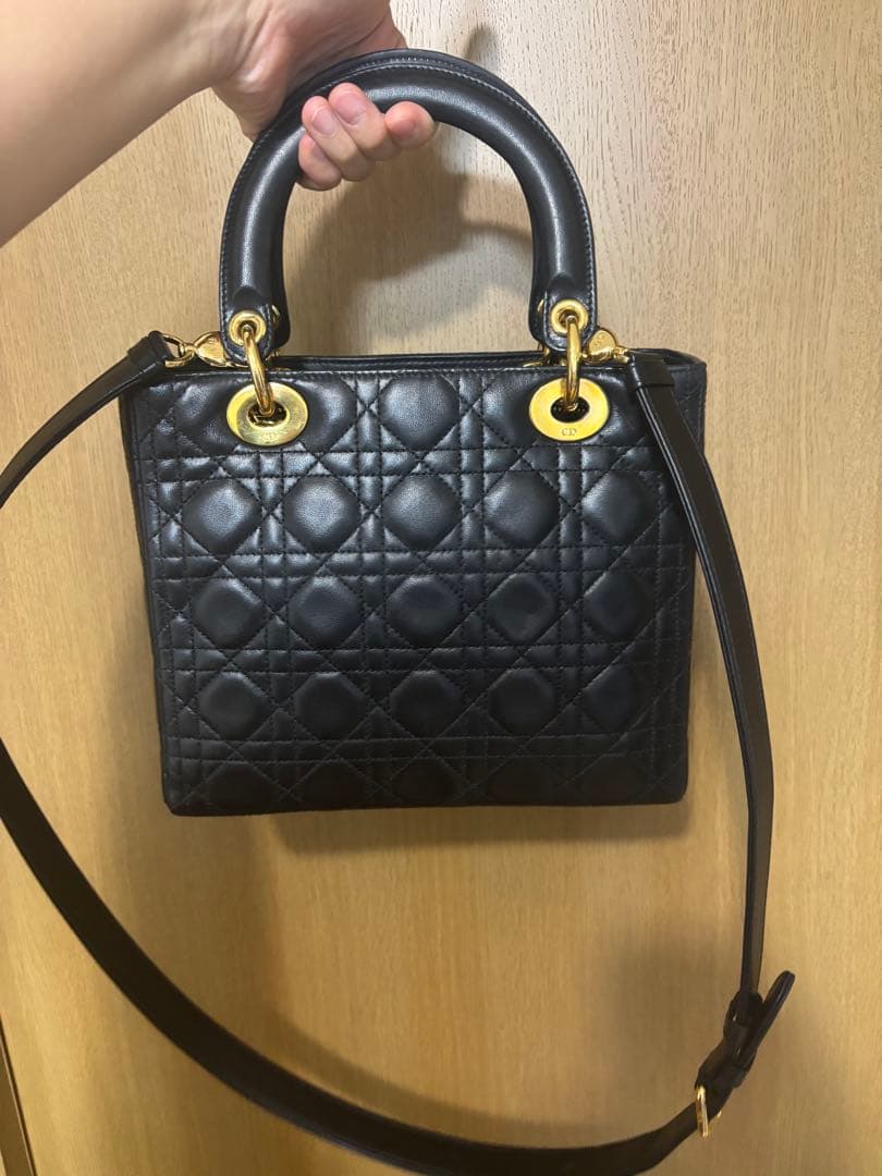 レディディオール Dior カナージュ ラムスキン ブラック ミディアム バック