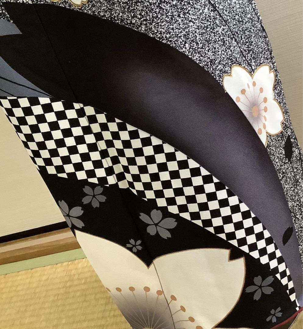 正絹訪問着　叩き染め　舞桜　駒刺繍金彩　⑨( 留袖、紬、袋帯なども出品) b68f4a35e6236d921293e7c47c6ff8